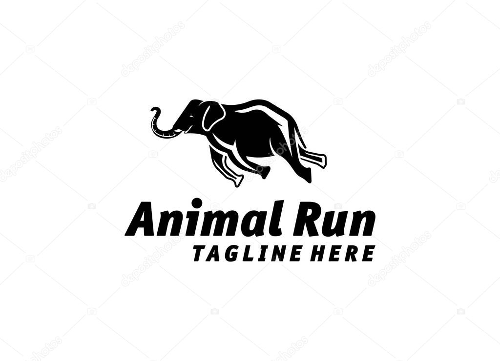 Black Colored Elepant Jumping Outline Design Logo Inspiration Silhoutte