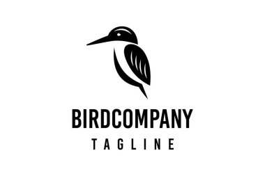 Muhteşem Kuş Tasarım Logosu Kingfisher Kuş Siyah Arkaplan Amblemi Çemberi İlhamı