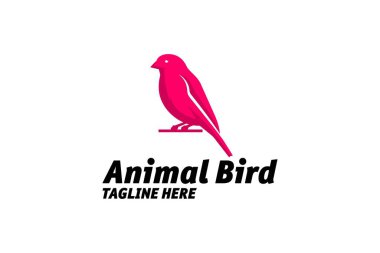 Muhteşem Kuş Hayvan Linnet Kırmızı Arkaplan Logosu Tasarımı Siluet