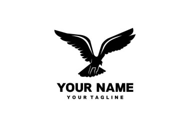 Amerikan Kuş Vahşi Hayatı Uçan Resimli Logo Tasarımı Siyah Renkli Arkaplan