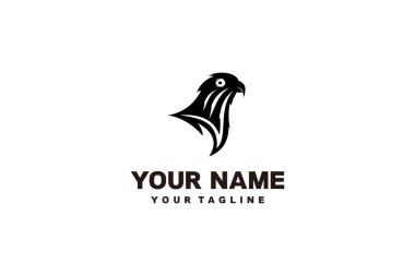 Amerikan Kuş Başı Vahşi Yaşam İllüstrasyon Logosu Tasarım Kuş Ana Hattı Siyah Arkaplan