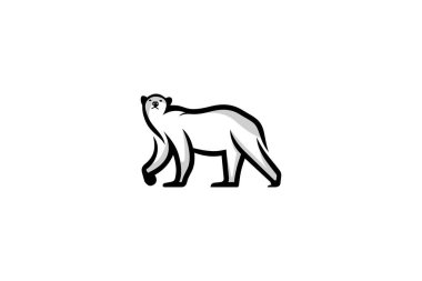 Kutup Ayısı Ana Hattı Hayvan Logosu Kara Arkaplan Renkli Tasarım Hayvan Logosu İlhamı