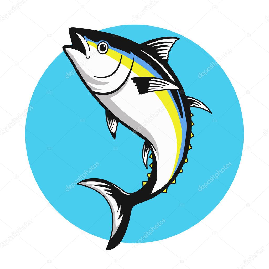 Hand drawn of yellowfin tuna vector illustration