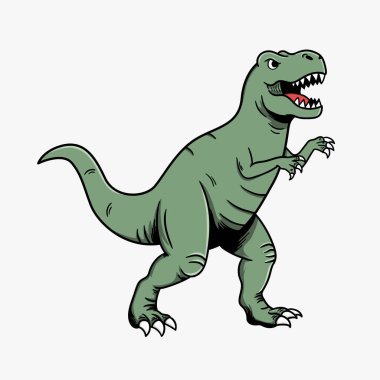 El çizimi yeşil tyrannosaurus rex illüstrasyon tasarımı