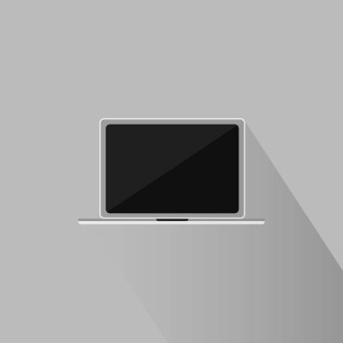 Gerçekçi dizüstü bilgisayar vektör çizimi. Beyaz arkaplanda soyut bir dizüstü bilgisayar vektörü. Boş ekran görüntüleme defteri. 