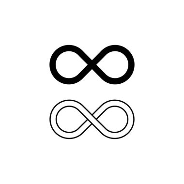 Beyaz arkaplanda sonsuzluk sembolü vektör simgesi. Web tasarımı için sonsuz simge ayarla. Sembol, logo illüstrasyonu.
