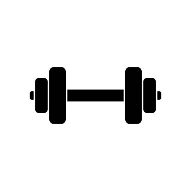 Beyaz arkaplanda Dumbbell vektör simgesi. Dumbbell vektör simgesi, her amaç için harika bir tasarım. Sembol, logo illüstrasyonu.