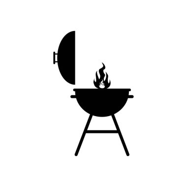 Izgara, barbekü vektör ikonu. Metal ızgara. Sembol, logo çizimi. Basit bir yemek. Yemek pişirmek..