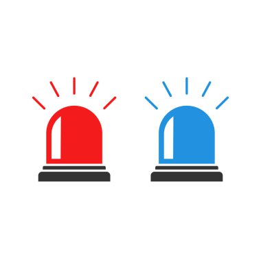 Beyaz arkaplanda kırmızı ve mavi teşhirci vektör simgesi. Tıbbi tasarım için düz teşhirci ikonu. Dikkat işareti.