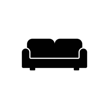Beyaz arkaplanda koltuk vektör simgesi. Dekorasyon tasarımı için kanepe ikonu olan modern doğrusal çizim. Modern minimal biçim.