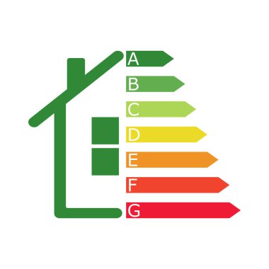 Enerji verimlilik evi, her amaç için harika bir tasarım. Konsept tasarım için enerji verimliliği evi. İzole vektör illüstrasyonu.