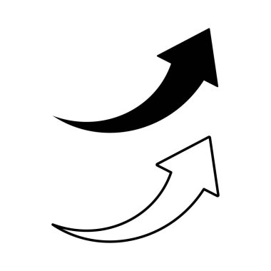 Beyaz zemin üzerinde siyah ok eğrisi olan soyut simge. Ok işaretleyici ikon vektörü. Satır vektörü.