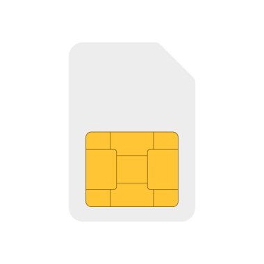 Beyaz arkaplanda Sim kart vektör simgesi. İletişim sembolü. İletişim ağı kavramı. 