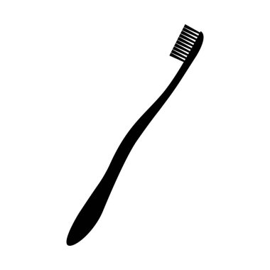 Beyaz arkaplanda diş fırçası vektör simgesi. Vektör silueti. Sembol, logo çizimi. Beyaz arkaplan.