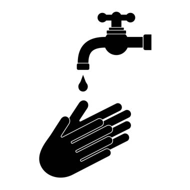 El yıkama ikonu. Beyaz arka planda çizim tarzında el yıkama ikonu. Sembol, logo.