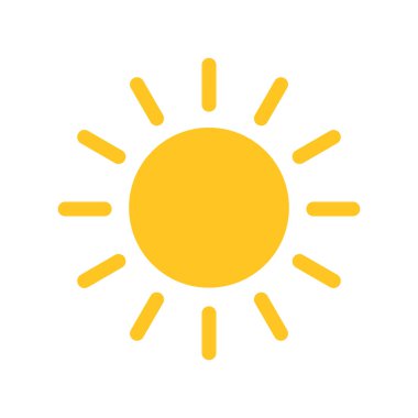 Beyaz arkaplanda güneş vektör simgesi. Güneş ikonu, her amaç için harika bir tasarım. Basit vektör illüstrasyonu.