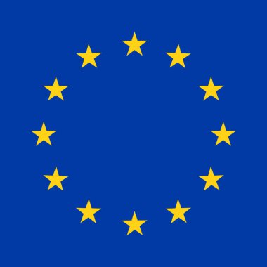 Bayrak tasarımı için Avrupa Birliği bayrağı. Mavi arka planda altın yıldızlı Avrupa Birliği bayrağı. Mavi arkaplan.