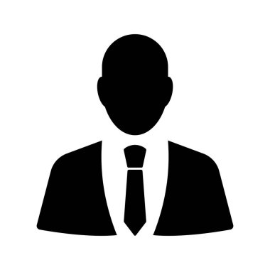 Beyaz arka planda iş adamı simgesi vektörü. Profil, avatar, kullanıcı simgesi. Ofis çalışanı.