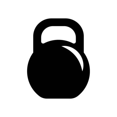 Beyaz arka planda siyah kettlebell simgesi. İzole vektör simgesi. Gücün sembolü.