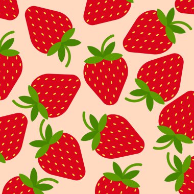 Parmak izi tasarımı için kırmızı çilek desenli kusursuz çizim. Kumaş tasarımı için çilek arkaplanlı suluboya çizimi. Kusursuz kumaş dokusu.
