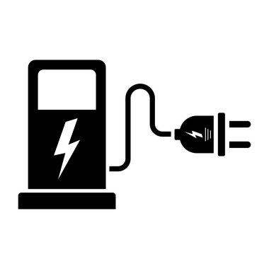 Eko elektrik yakıt pompalı vektör ikonu. Şarj araba istasyonu ikonu. Alternatif enerji. 