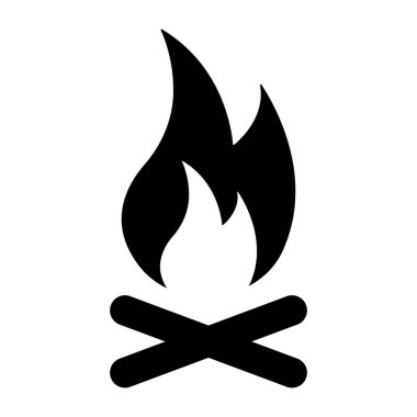 Beyaz arka planda şenlik ateşi ikonu vektörü. Şenlik ateşi logosu. Kamp ateşi ikonunun vektör çizimi. Ateş sembolü. 