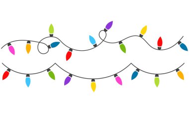 Noel ışıkları deseni. Noel ampulleri. Ampullü çelenk. Tatil xmas dekorasyonu.