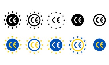 CE standard icons set for packaging design. CE marking european union. Premium quality label, quality guarantee symbol.  clipart