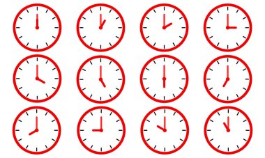 Saat vektör simgesi kümesi. Saat koleksiyonu. Saate bak..
