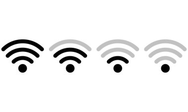 Web tasarımı için Wi-Fi simgeleri. Seviye Wi-Fi sinyali. İnternet bağlantısı sinyali. 