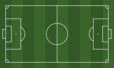 Yeşil futbol sahası vektör arka planı. Vektör deseni. Üst Manzara. Vektör 10 EPS.