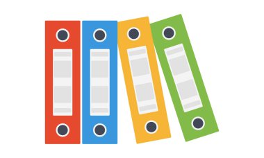 Ofis dizinleri vektör simgeleri. Ofis dosyaları ile renklendirilmiş. Belge ya da dosya yönetimi. Vektör 10 EPS.