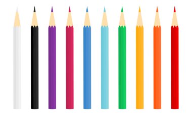 Renkli kalemler seti. Boya kalemleri - beyaz arka planda renkli kalem. Resim yapmak için kalemler.