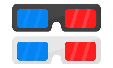 Üç boyutlu gözlüklerle ayarlayın. Film ya da sinema izlemek için gözlük. Kırmızı ve mavi cam..