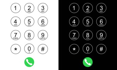 Akıllı telefon tuş takımı ve sayı paneli. Telefon için numaralar ve harfler. Akıllı telefon arama şablonu.