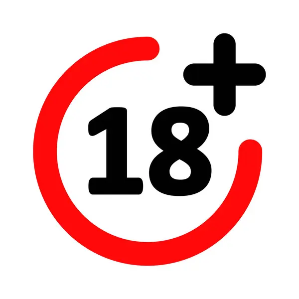 Beyaz arkaplanda 18 artı simge vektörü. 18 'in altında artı işareti. İmzala, Logo.