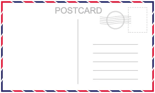 Kartpostallı klasik kağıt şablonu. Eski boş kartpostal ve pul. Vektör 10 EPS.