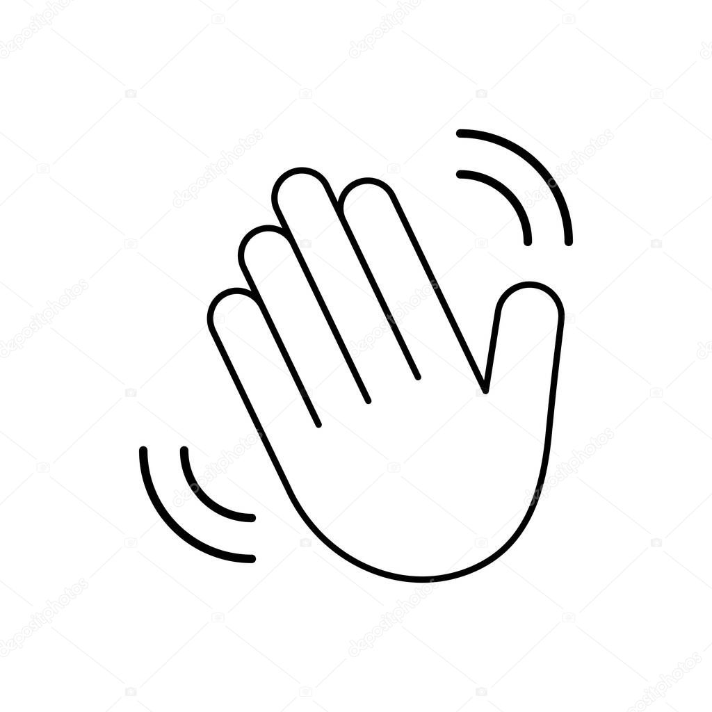 Icon with hello wave icon on white background for concept design. Hello symbol. Vector eps.