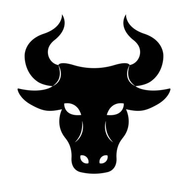 Siyah siluet ve baş boğa. Bufalo kafa vektör ikonu. Kızgın hayvan. Vektör logosu. 