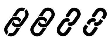 Bağlantı simgeleriyle vektör ayarlandı. Zincir simgesi. Hyperlink web sembolü. Web işaretleri.