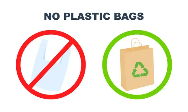 Yasak plastik torbalı düz simge. Slogan: Plastik poşet yok. Yasak olan politen paketi kullanmaktır. Ekoloji kavramı.
