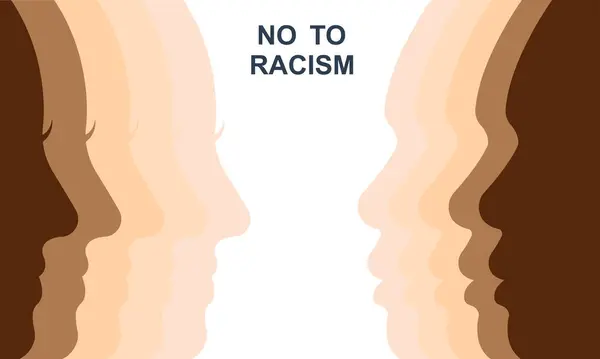 stock vector Say no to racism. Vector background with no racial discrimination. Man and woman with different skin tones. Stop racism.