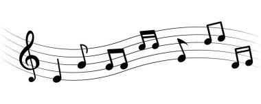Beyaz arka planda notalar. Kağıt üzerinde notalar. Anahtar anahtarı. Piyano, flüt ya da keman için melodi. Müzik okulu ya da konservatuar.