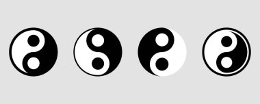 Yin Yang sembolü seti. Siyah-beyaz işareti. Vektör 10 EPS.