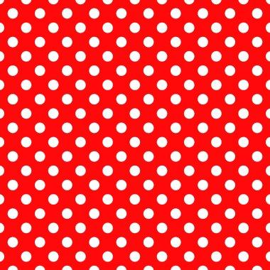 Kırmızı arka planda beyaz noktalar. Polka noktasız desenli arka plan. Eski doku veya ambalaj.