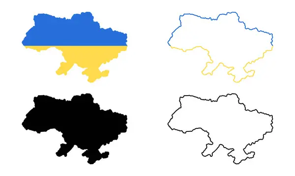 Ukrayna haritası. Ukrayna bölgesinin silueti. Ukrayna ülke sınırı. Vektör seti.