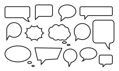 Beyaz arka planda konuşma baloncukları. Boş beyaz konuşma baloncukları. Sembol düşün, konuş, diyalog. 