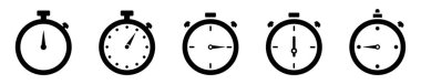 Kronometre vektör simgeleri kümesi. Çabuk ol. Mekanik kronometre. Vektör 10 Eps.