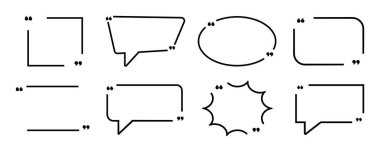 Alıntı kutusu çerçevesi ile soyut biçimde ayarla. Vector mesaj kutuları. Tırnak, mesaj ve yorum içeren kabarcık pankartları.