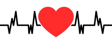 Kalp atışı vektör simgesi. Nabız ya da kalp atışı kırmızı. Vektör 10 Eps.